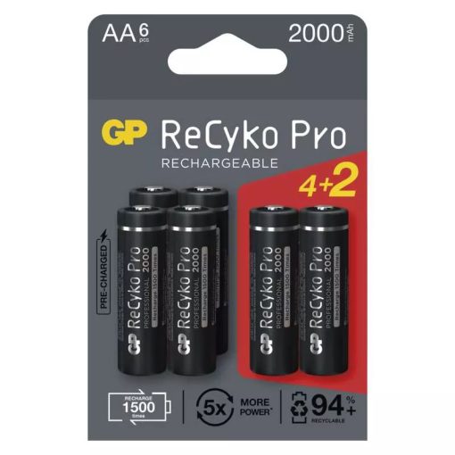 GP ReCyko Pro NiMH Akkumulátor HR6 (AA) 2000mAh 4+2db
